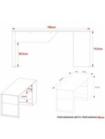 Mesa Para Escritório Com Armário 160cm Multimóveis Cr25264 Amêndoa-preto Amêndoa-preto
