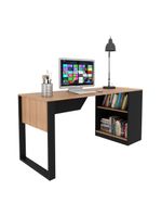 Mesa Para Escritório Com Armário 160cm Multimóveis Cr25264 Amêndoa-preto Amêndoa-preto
