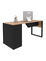 Mesa Para Escritório Com Armário 160cm Multimóveis Cr25264 Amêndoa-preto Amêndoa-preto