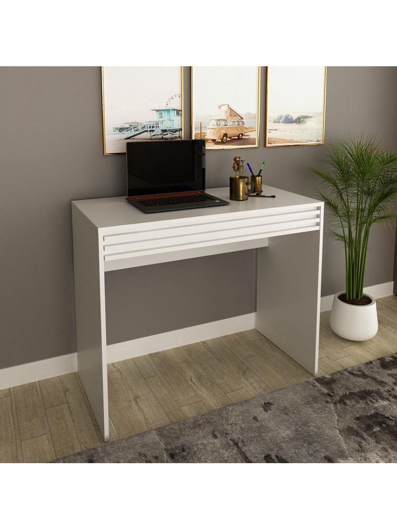 Escrivaninha-mesa Escritório 90cm Com 1 Gaveta Multimóveis Cr25261 Branco Branco