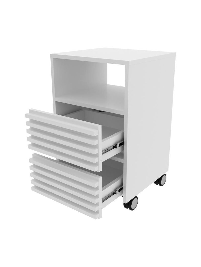 Gaveteiro Escritório Com 2 Gavetas 1 Nicho E Rodízios Multimóveis Cr25254 Branco Branco