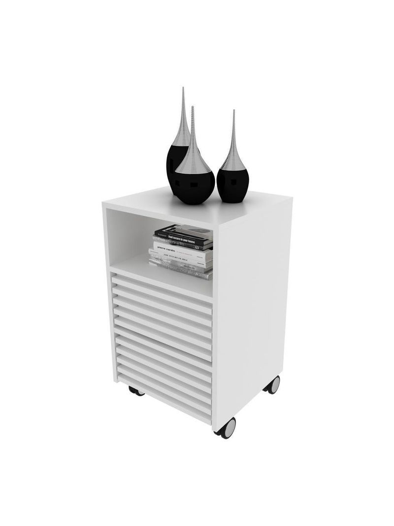 Gaveteiro Escritório Com 2 Gavetas 1 Nicho E Rodízios Multimóveis Cr25254 Branco Branco