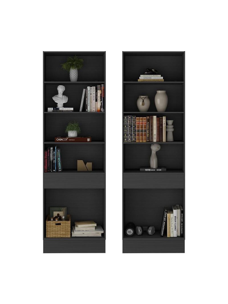 Armário/estante Escritório 2 Portas Multimóveis Mp7000 Preto/branco Preto/branco