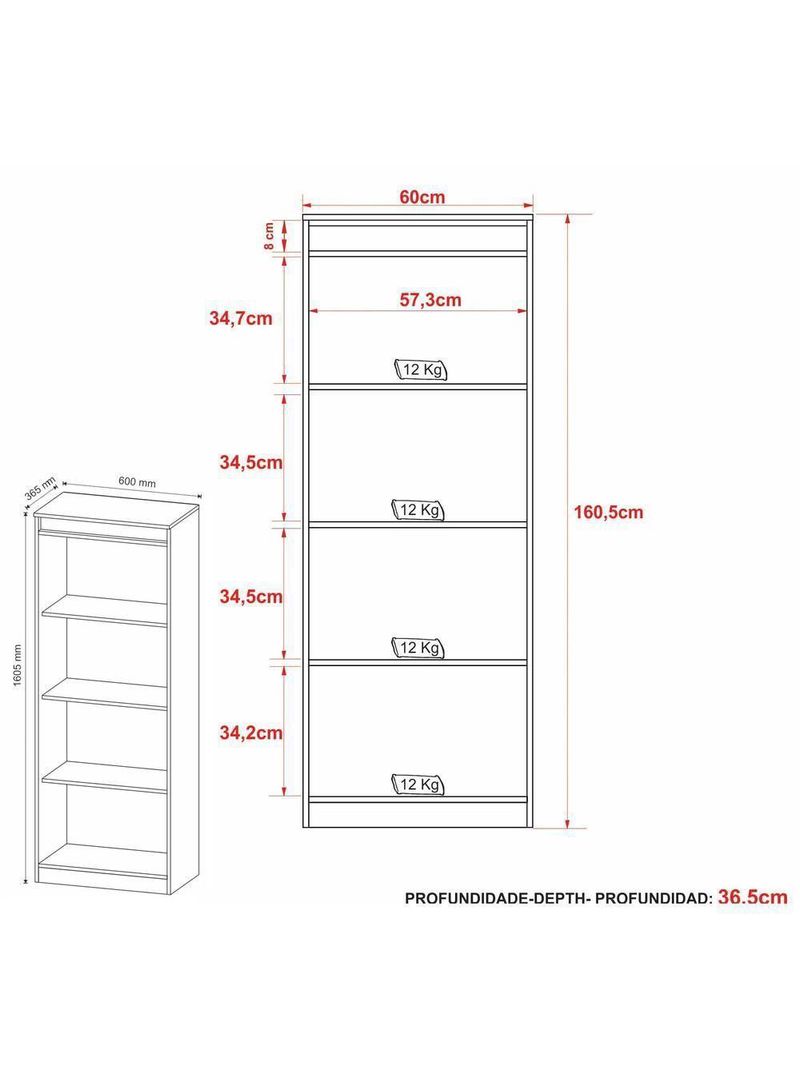 Estante Escritório 60 Cm Multimóveis Cr25047 Amêndoa-preto