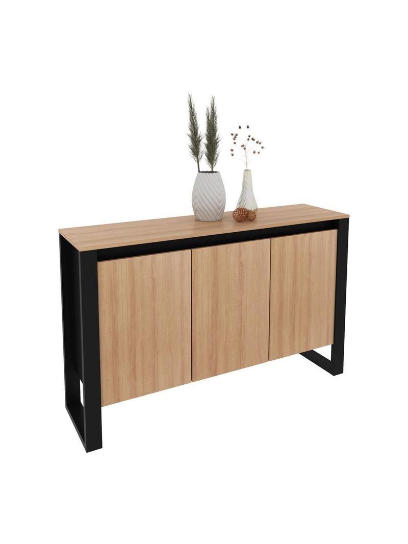 Balcão Escritório C/ 3 Prt Multimóveis Cr25044 Amêndoa-preto