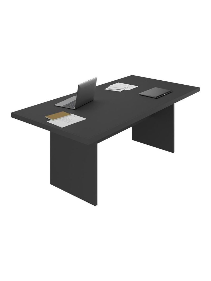 Mesa De Escritório 200cm Para Reunião Com Tampo 30mm Multimóveis CR25281 Preto