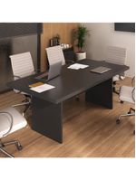 Mesa De Escritório 200cm Para Reunião Com Tampo 30mm Multimóveis CR25281 Preto