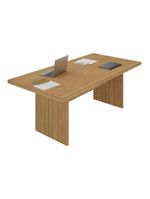 Mesa De Escritório 200cm Para Reunião Com Tampo 30mm Multimóveis CR25281 Amêndoa