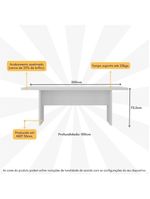 Mesa De Escritório 200cm Para Reunião Com Tampo 30mm Multimóveis CR25281 Branco