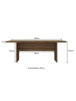 Mesa De Escritório 200cm Para Reunião Com Tampo 30mm Multimóveis CR25281 Nogal