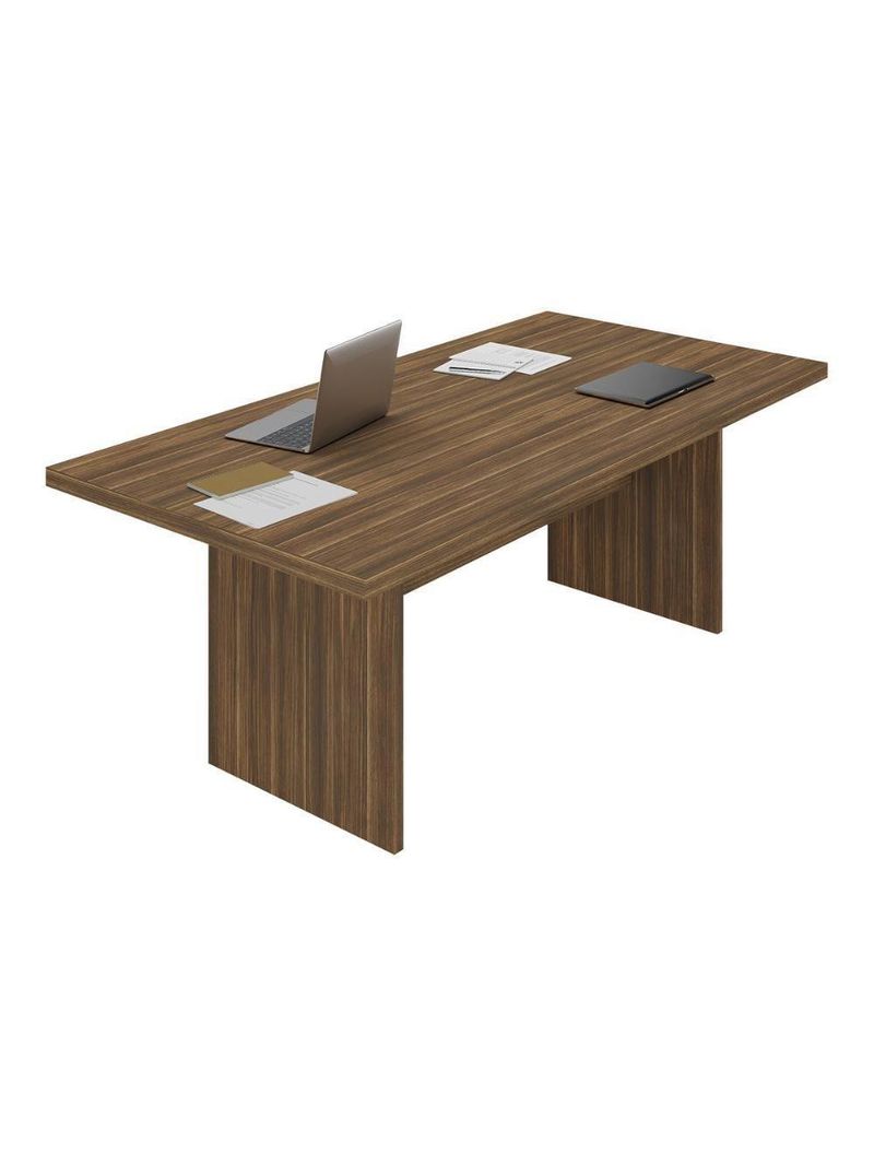 Mesa De Escritório 200cm Para Reunião Com Tampo 30mm Multimóveis CR25281 Nogal