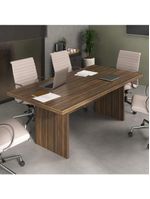 Mesa De Escritório 200cm Para Reunião Com Tampo 30mm Multimóveis CR25281 Nogal