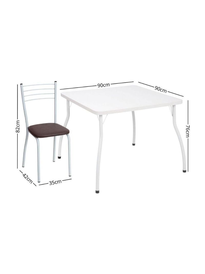 Conjunto Mesa De Jantar 90cm Com 4 Cadeiras Multimóveis Cr50134 Branco Marrom