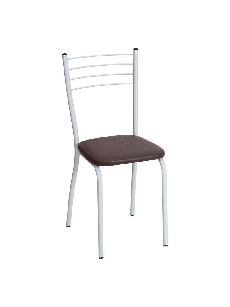 Conjunto Mesa De Jantar 90cm Com 4 Cadeiras Multimóveis Cr50134 Branco Marrom