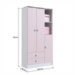 Roupeiro Infantil Em Mdp 15mm Com 3 Portas Percasa Rosa