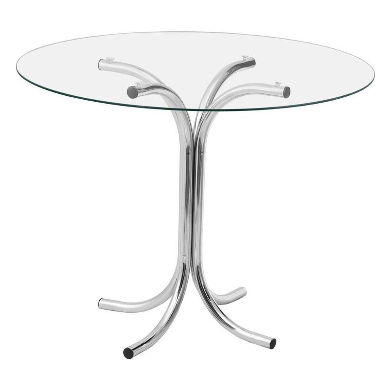 Conjunto Mesa De Jantar Redonda Com Vidro 80cm Com 4 Cadeiras Multimóveis Cr50138 Marrom
