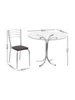 Conjunto Mesa De Jantar Redonda Com Vidro 80cm Com 4 Cadeiras Multimóveis Cr50138 Marrom