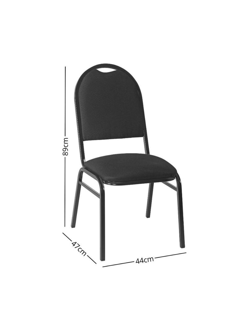Kit Com 3 Cadeiras De Auditório-escritório Estofadas 44cm Multimóveis Cr25289 Preto