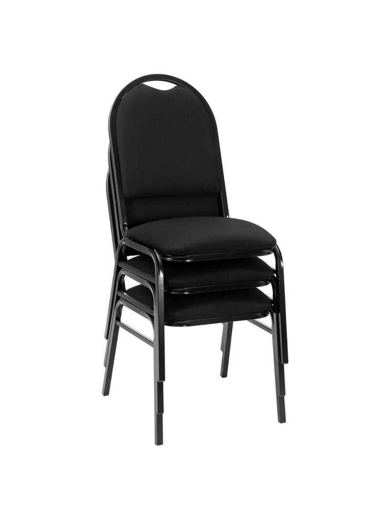 Kit Com 3 Cadeiras De Auditório-escritório Estofadas 44cm Multimóveis Cr25289 Preto