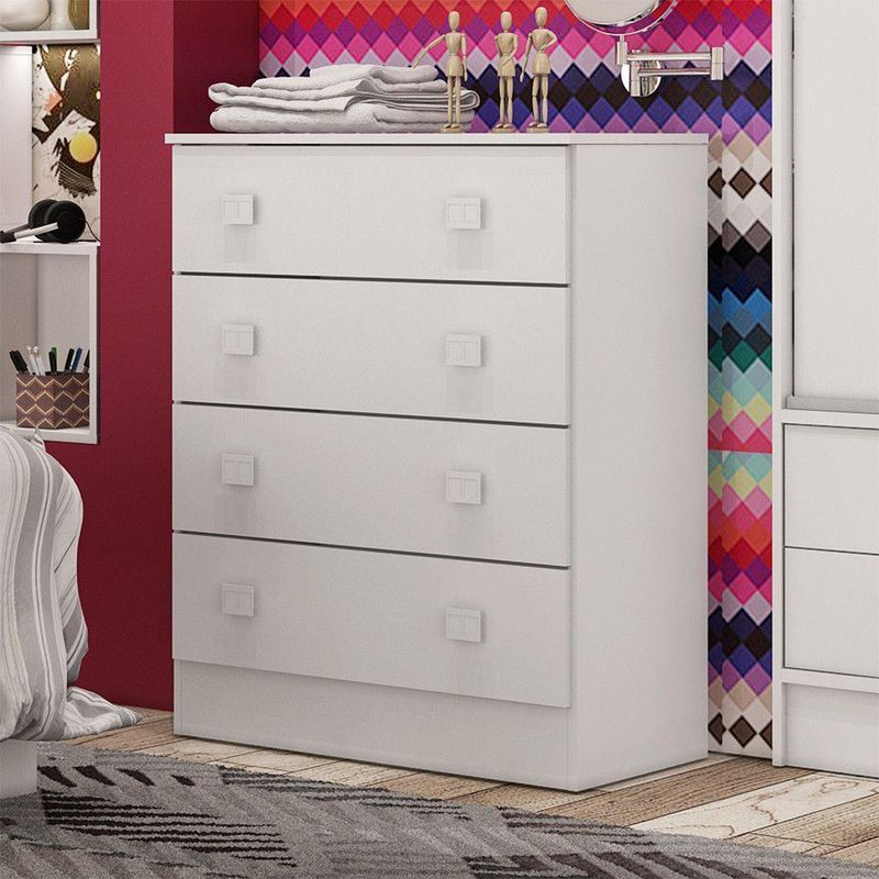 Cômoda Infantil Em Mdp 15mm 4 Gavetas Percasa Branco