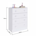 Cômoda Infantil Em Mdp 15mm 4 Gavetas Percasa Branco