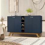 Aparador De Sala Jocasta Com Adega Central E 4 Portas Multiuso Azul