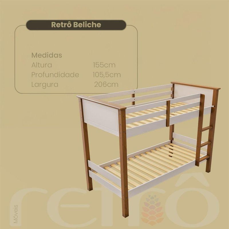Beliche Infantil Beliche Retrô Off White Nogueira com Design Retrô em MDF Móveis
