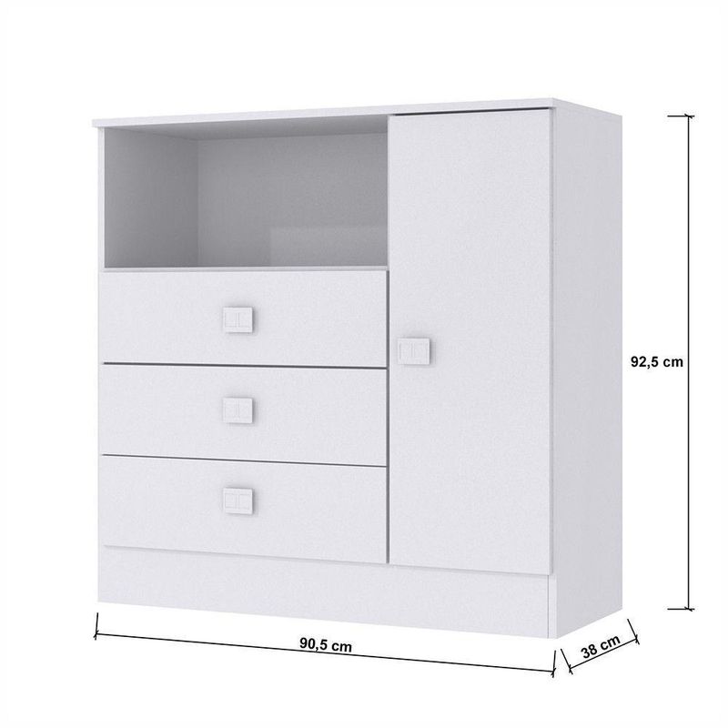 Cômoda Infantil 3 Gavetas 1 Porta Mdp 15mm Percasa Branco