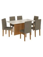 Conjunto Mesa De Jantar 170cm Com 6 Cadeiras Multimóveis CR50209 Cacau Freijó-off White-cacau