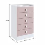 Cômoda Ursinho Infantil Com 5 Gavetas Mdp 15mm Percasa Rosa
