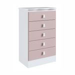 Cômoda Ursinho Infantil Com 5 Gavetas Mdp 15mm Percasa Rosa