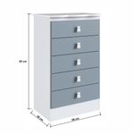Cômoda Ursinho Infantil Com 5 Gavetas Mdp 15mm Percasa Azul