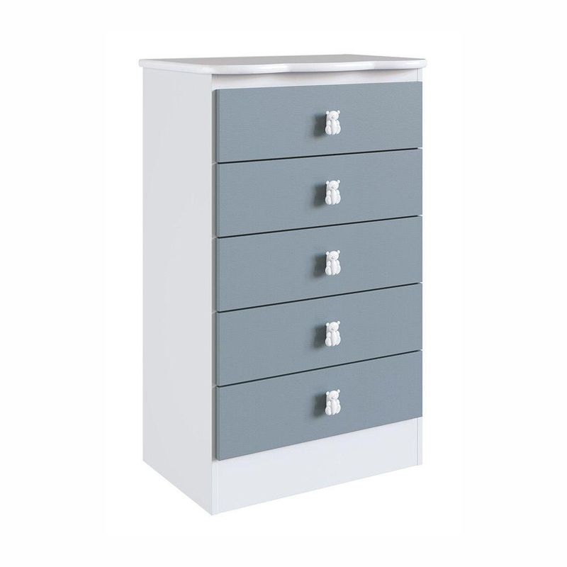 Cômoda Ursinho Infantil Com 5 Gavetas Mdp 15mm Percasa Azul