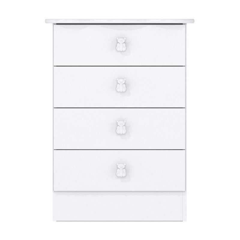 Cômoda Infantil Ursinho Com 4 Gavetas Percasa Branco