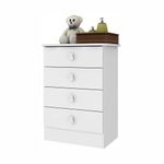 Cômoda Infantil Ursinho Com 4 Gavetas Percasa Branco