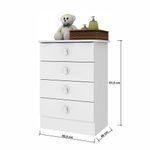 Cômoda Infantil Ursinho Com 4 Gavetas Percasa Branco