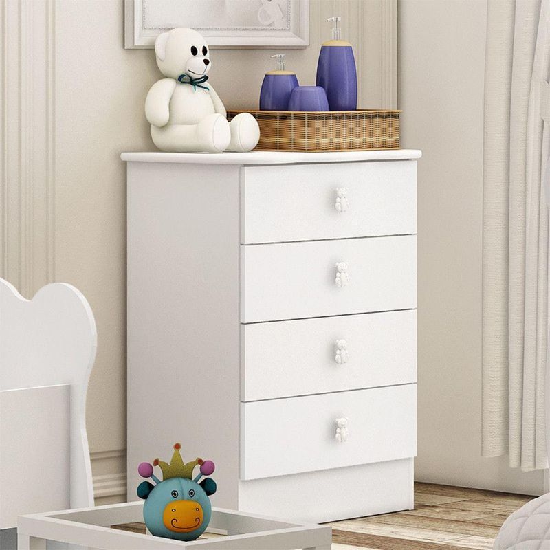 Cômoda Infantil Ursinho Com 4 Gavetas Percasa Branco