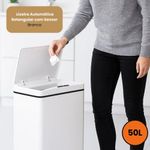 Lixeira Automática Retangular 50 Litros Com Sensor Branca