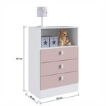 Cômoda Infantil Ursinho Com 3 Gavetas Mdp 15mm Percasa Rosa