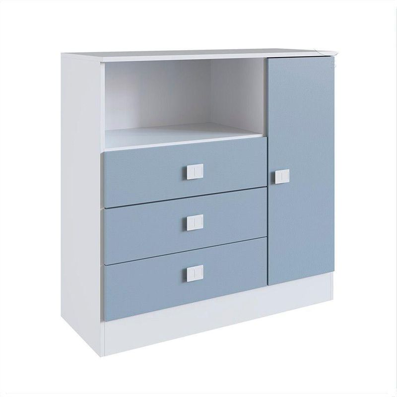 Cômoda Infantil 3 Gavetas 1 Porta Mdp 15mm Percasa Azul