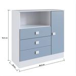 Cômoda Infantil 3 Gavetas 1 Porta Mdp 15mm Percasa Azul