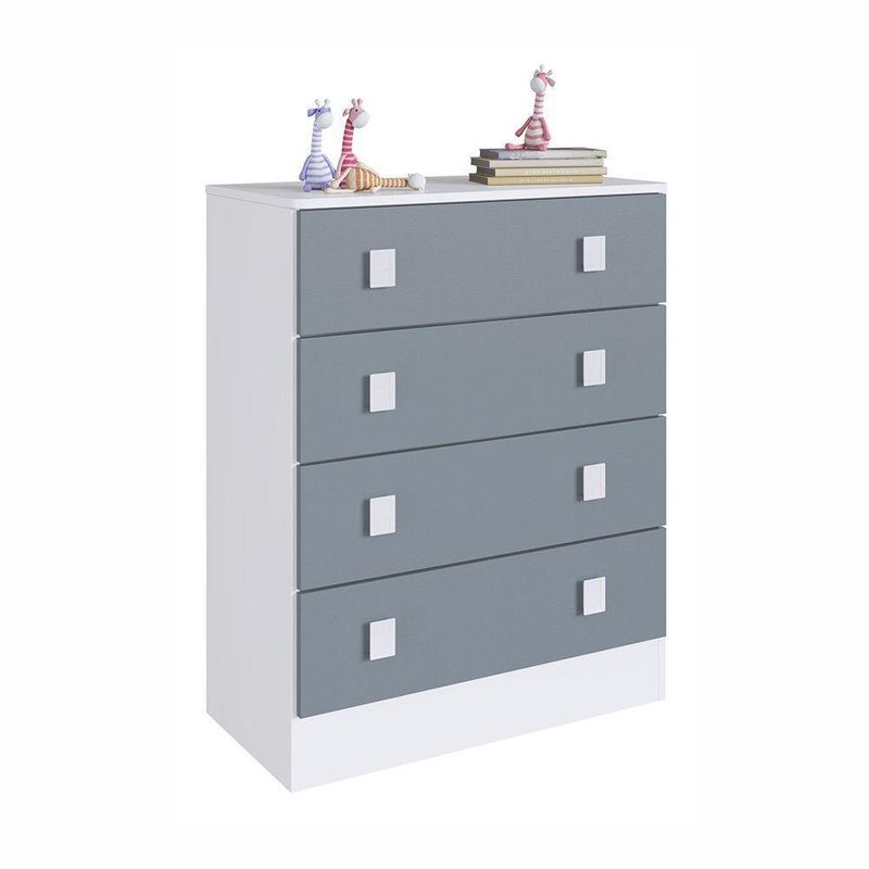 Cômoda Infantil Em Mdp 15mm 4 Gavetas Percasa Azul