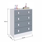 Cômoda Infantil Em Mdp 15mm 4 Gavetas Percasa Azul