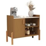 Aparador Buffet Luxor Compacto Com Pés De Madeira E Porta Para Sala Cedro/off
