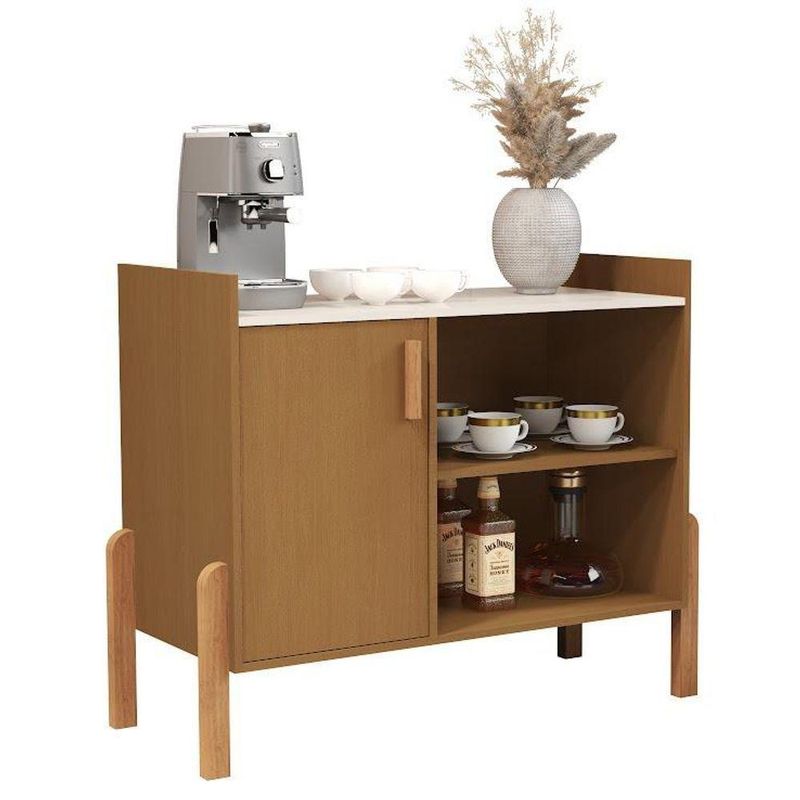 Aparador Buffet Luxor Compacto Com Pés De Madeira E Porta Para Sala Cedro/off
