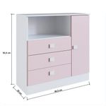 Cômoda Infantil 3 Gavetas 1 Porta Mdp 15mm Percasa Rosa
