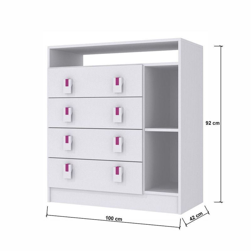 Cômoda Infantil Em Mdp Com 4 Gavetas Percasa Branco
