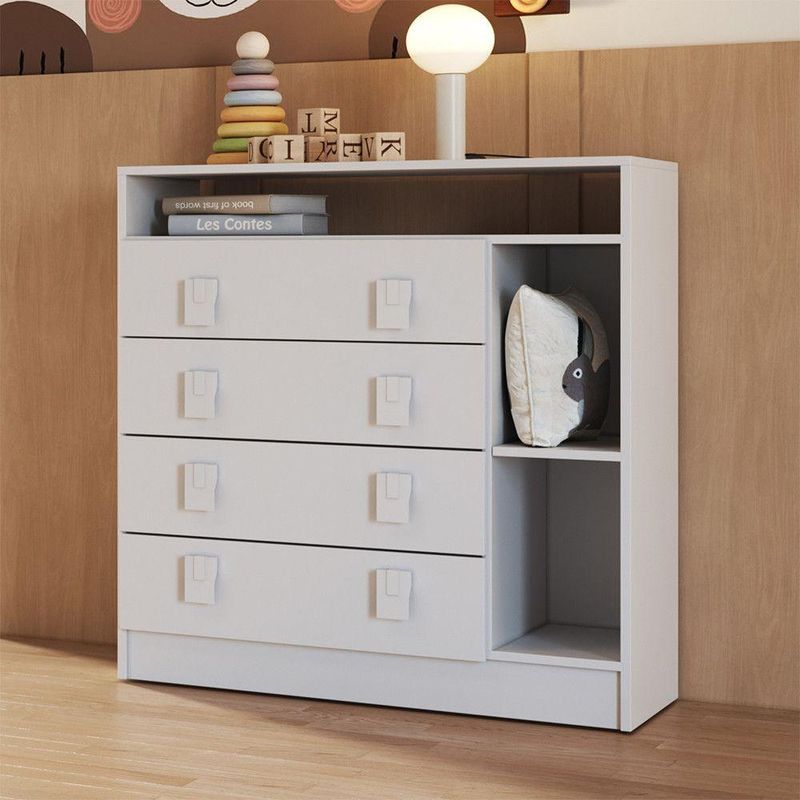 Cômoda Infantil Em Mdp Com 4 Gavetas Percasa Branco