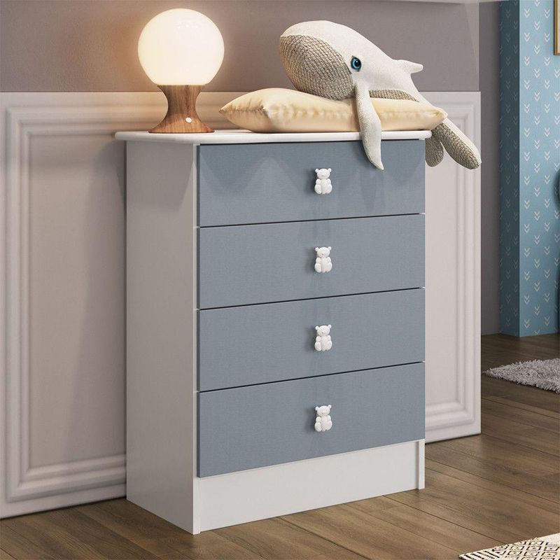 Cômoda Infantil Ursinho Com 4 Gavetas Percasa Azul