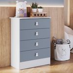 Cômoda Infantil Ursinho Com 4 Gavetas Percasa Azul